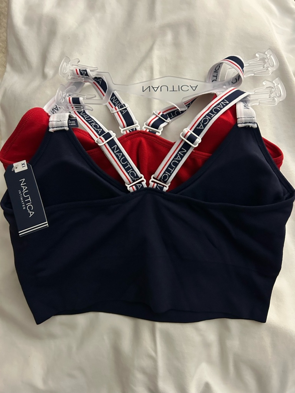 Twin Pack - Nautical Bralettes with Red, White & Blue Logo Straps - Picture 3 of 5